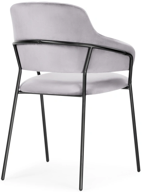 Стул Инклес, мягкий, серый / черный глянец