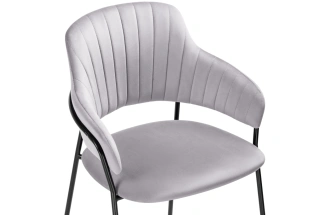 Стул Инклес, мягкий, серый / черный глянец