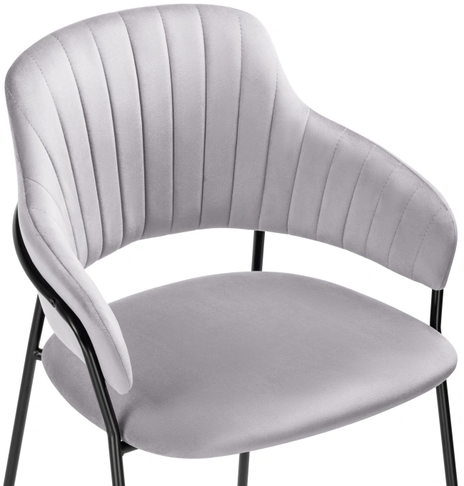 Стул Инклес, мягкий, серый / черный глянец
