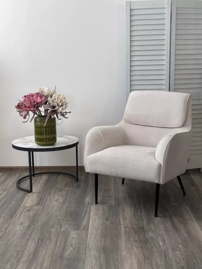 Стул-кресло Magda, Cato-01 белый, ткань, черный каркас