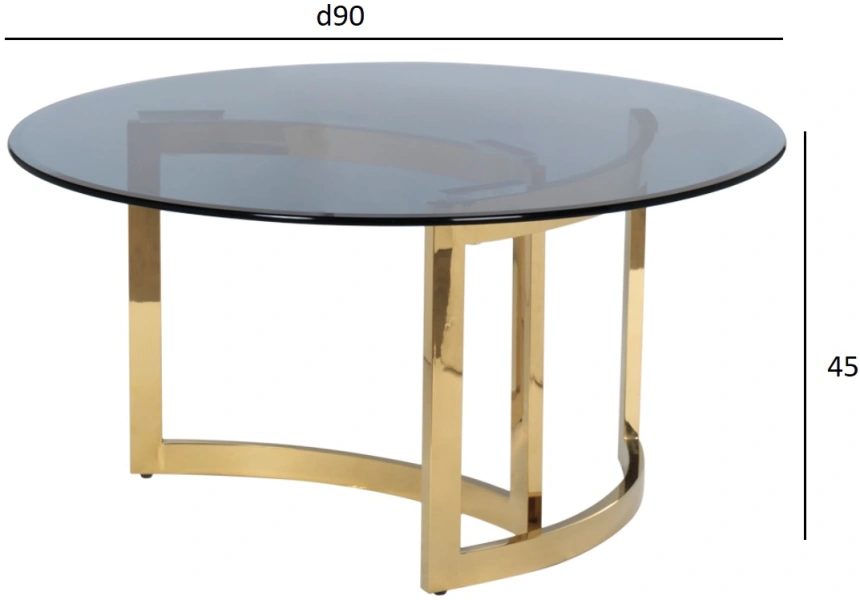 Журнальный стол 47ED-CT062GOLD, 90x90x45, закаленное стекло темное, прозрачный / золото 
