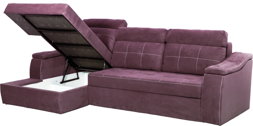 Диван угловой Бруно, MONAKO-A 08, нить белая, угол левый