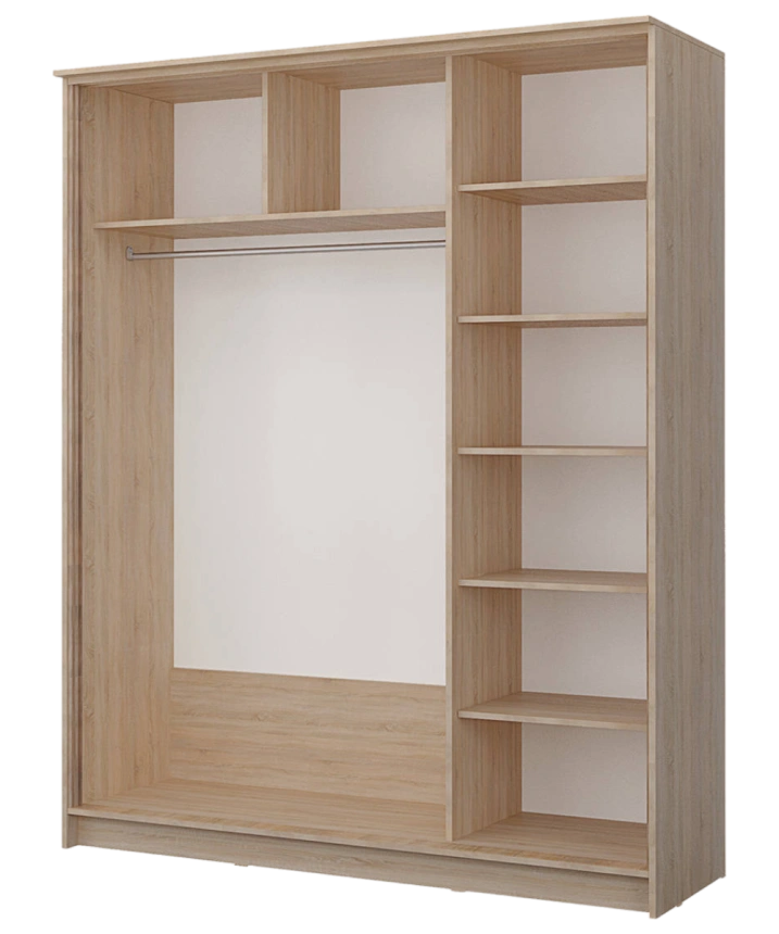Шкаф-купе Байкал-2 двухдверный, 177x220, Дуб сонома/Белый глянец