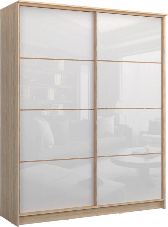 Шкаф-купе Байкал-2 двухдверный, 177x220, Дуб сонома/Белый глянец