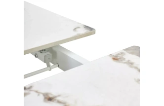 Кухонный раздвижной стол Corner 120, Gloss Golden Gade Solid Ceramic, White