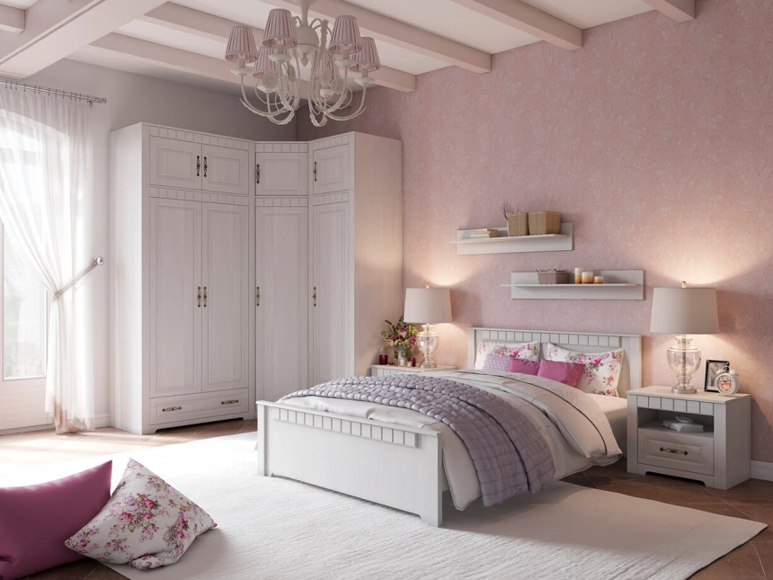 Шкаф однодверный Прованс, распашной для одежды, бодега белая / патина премиум