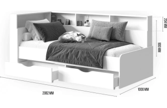 Кровать-тахта Амер, 190x80, белый / дуб вотан