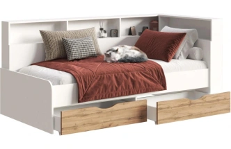 Кровать-тахта Амер, 190x80, белый / дуб вотан