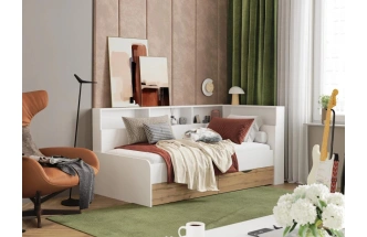 Кровать-тахта Амер, 190x80, белый / дуб вотан