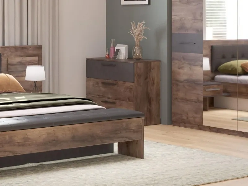 Комод Глазго, с тремя ящиками, металл бруклин / таксония