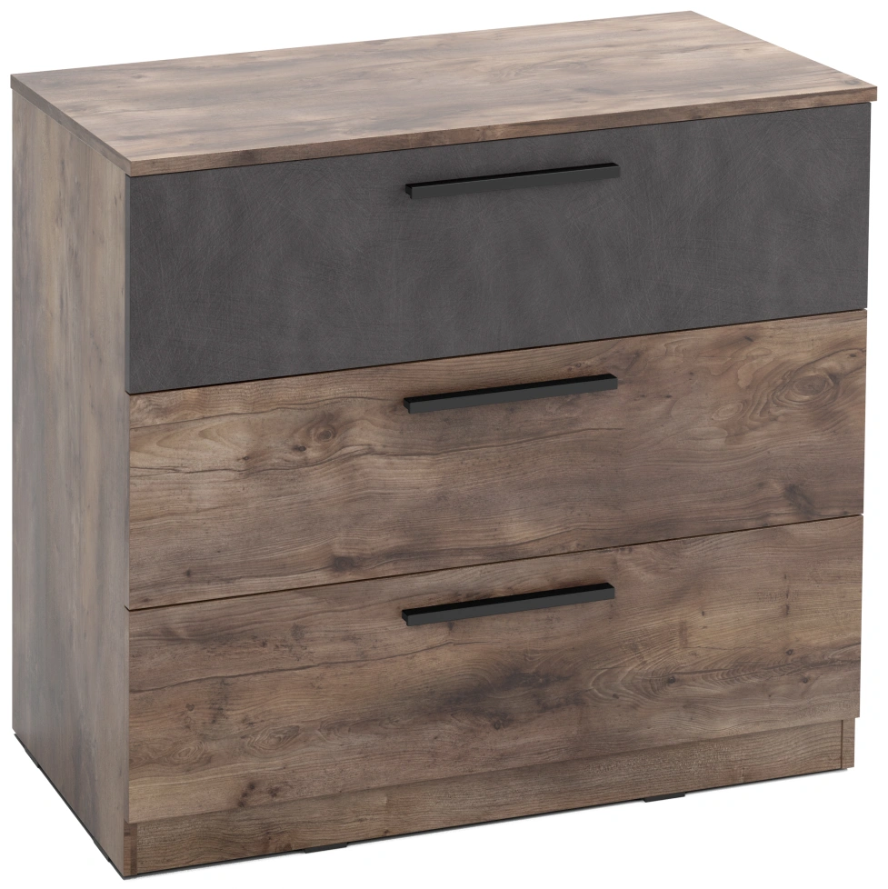 Комод Глазго, с тремя ящиками, металл бруклин / таксония