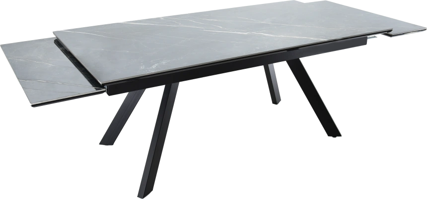 Кухонный обеденный стол Monaco, раздвижной 180, черный Noir Desir Bocciardato, каркас черный