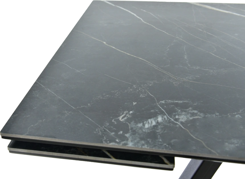 Кухонный обеденный стол Monaco, раздвижной 180, черный Noir Desir Bocciardato, каркас черный