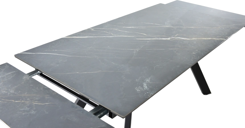 Кухонный обеденный стол Monaco, раздвижной 180, черный Noir Desir Bocciardato, каркас черный