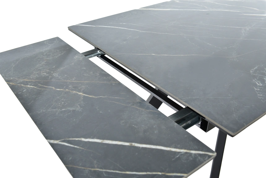 Кухонный обеденный стол Monaco, раздвижной 180, черный Noir Desir Bocciardato, каркас черный