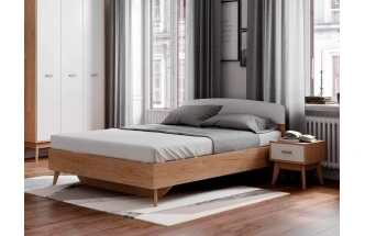 Спальный гарнитур Калгари, композиция #4, дуб натуральный светлый / белый матовый