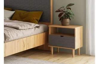 Тумба прикроватная Денвер, с ящиком, дуб вотан / графит