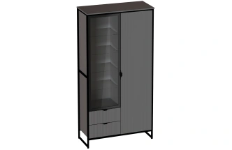 Шкаф двухдверный Нора, с ящиками, металл бруклин / графит