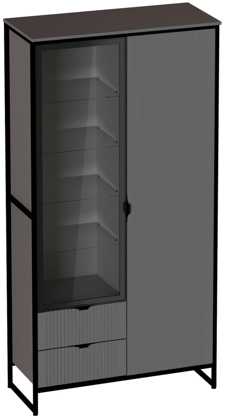 Шкаф двухдверный Нора, с ящиками, металл бруклин / графит