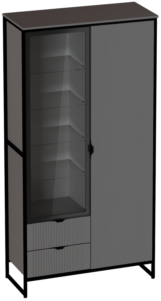 Шкаф двухдверный Нора, с ящиками, металл бруклин / графит