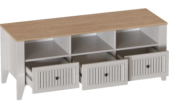 Тумба ТВ Валенсия, с тремя ящиками, персидский жемчуг / дуб натуральный светлый