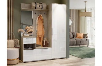 Модульная прихожая Альянс 1, дуб крафт / белый глянец