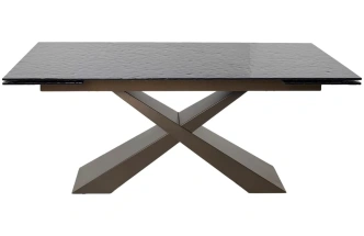 Обеденный раздвижной стол Arkell 180, Grey, стекло Bubble, шоколадное золото каркас