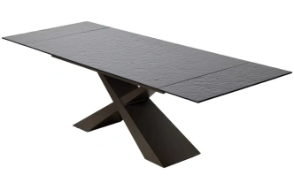 Обеденный раздвижной стол Arkell 180, Grey, стекло Bubble, шоколадное золото каркас