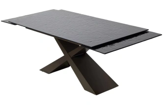 Обеденный раздвижной стол Arkell 180, Grey, стекло Bubble, шоколадное золото каркас