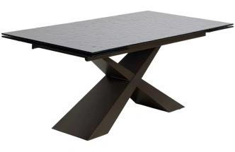 Обеденный раздвижной стол Arkell 180, Grey, стекло Bubble, шоколадное золото каркас