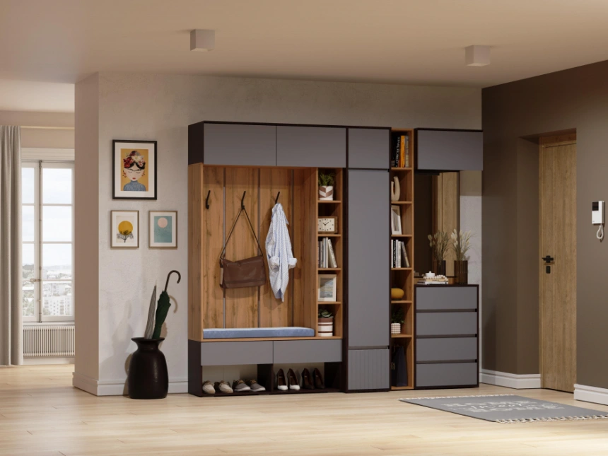 Модульная прихожая Роут, комплектация 3, венге / графит софт