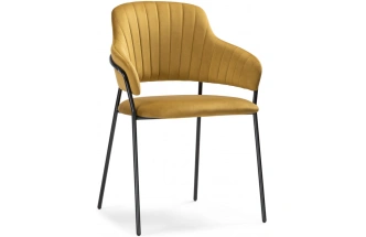 Стул Инклес, мягкий, желтый / черный глянец