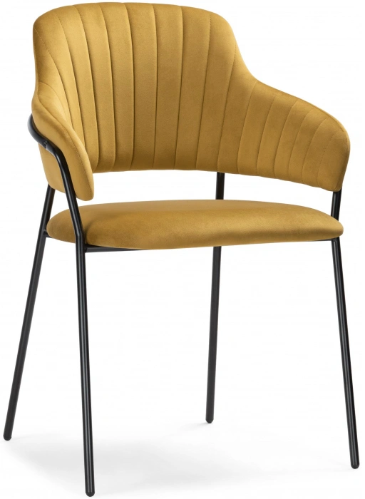 Стул Инклес, мягкий, желтый / черный глянец
