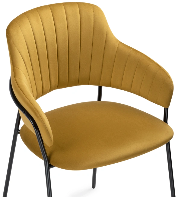 Стул Инклес, мягкий, желтый / черный глянец