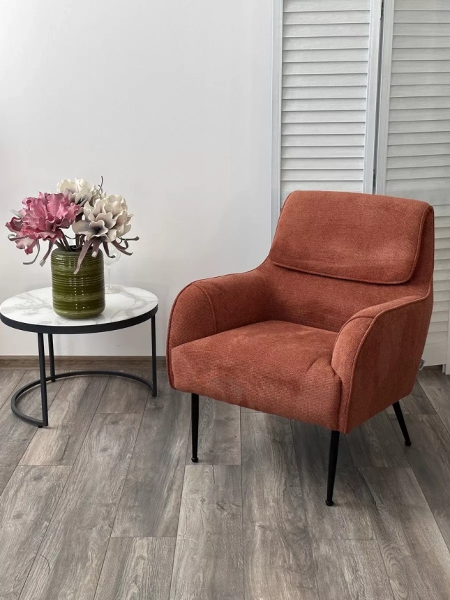 Стул-кресло Magda, Cato-08 коричневый, ткань, черный каркас