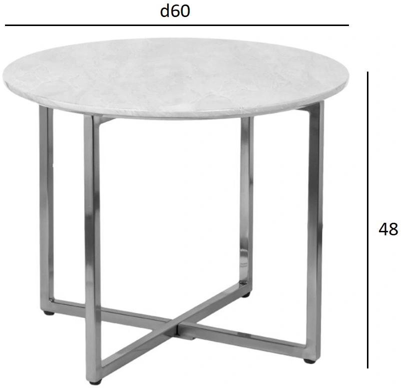 Журнальный стол 30B-855-2X, 60x60x48, МДФ с полимерным покрытием под мрамор, светло-серый / золото