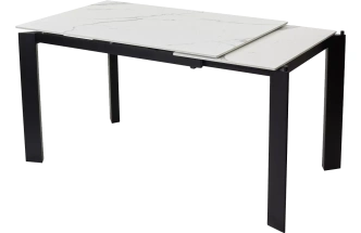 Кухонный стол раздвижной Corner 120, Gloss Statuario White Solid Ceramic, Black