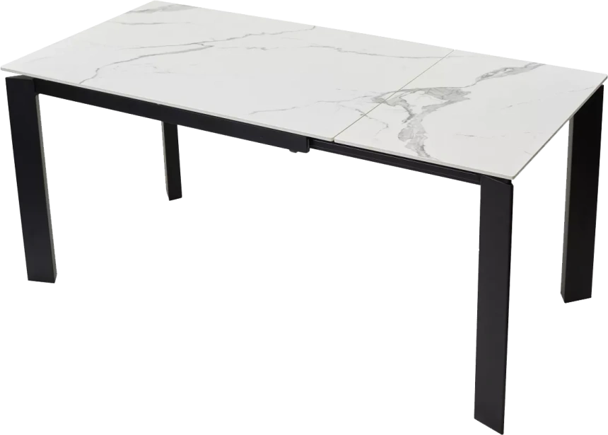Кухонный стол раздвижной Corner 120, Gloss Statuario White Solid Ceramic, Black