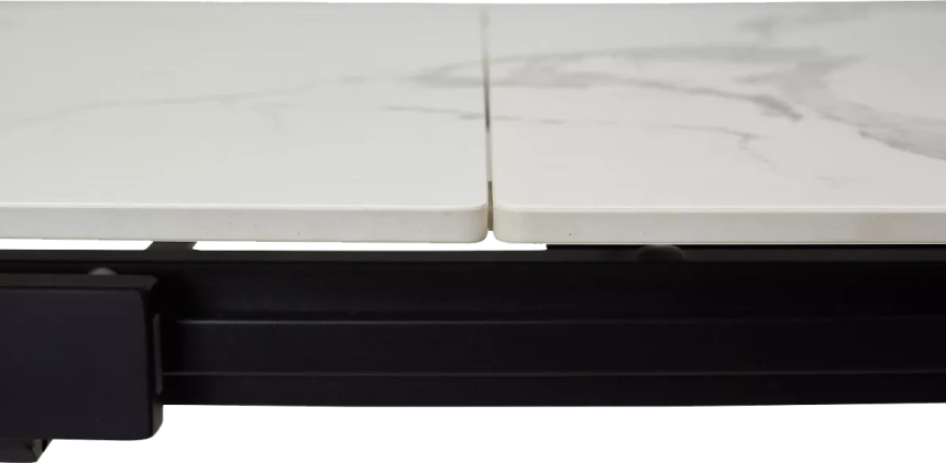 Кухонный стол раздвижной Corner 120, Gloss Statuario White Solid Ceramic, Black