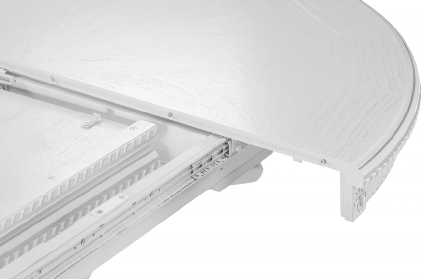 Кухонный раздвижной стол Нозеан, белый / серебро