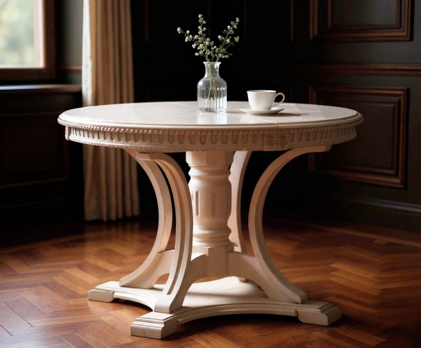 Кухонный раздвижной стол Нозеан, белый / серебро