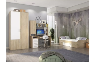 Модульная детская спальня Мика 4, дуб сонома / белый