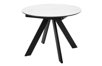 Кухонный стол раздвижной Бонжур 100, оникс бежевый, стекло, латте каркас