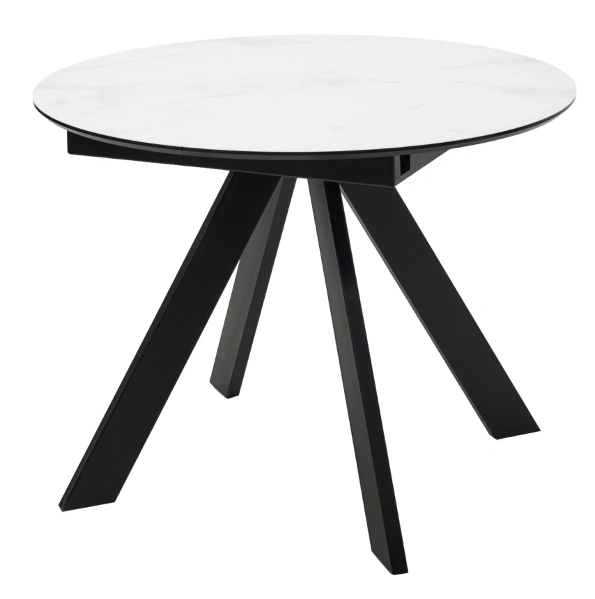 Кухонный стол раздвижной Бонжур 100, оникс бежевый, стекло, латте каркас