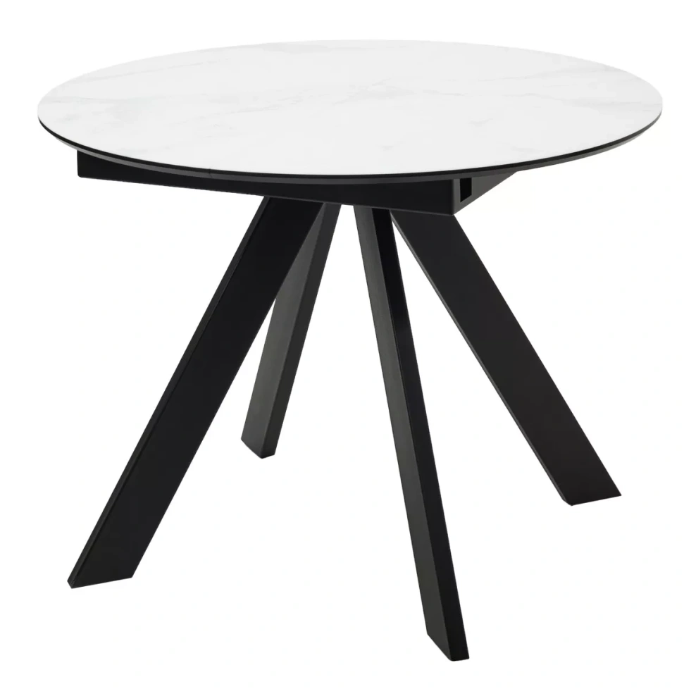 Кухонный стол раздвижной Бонжур 100, оникс бежевый, стекло, латте каркас