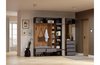 Модульная прихожая Роут, комплектация 4, венге / графит софт 