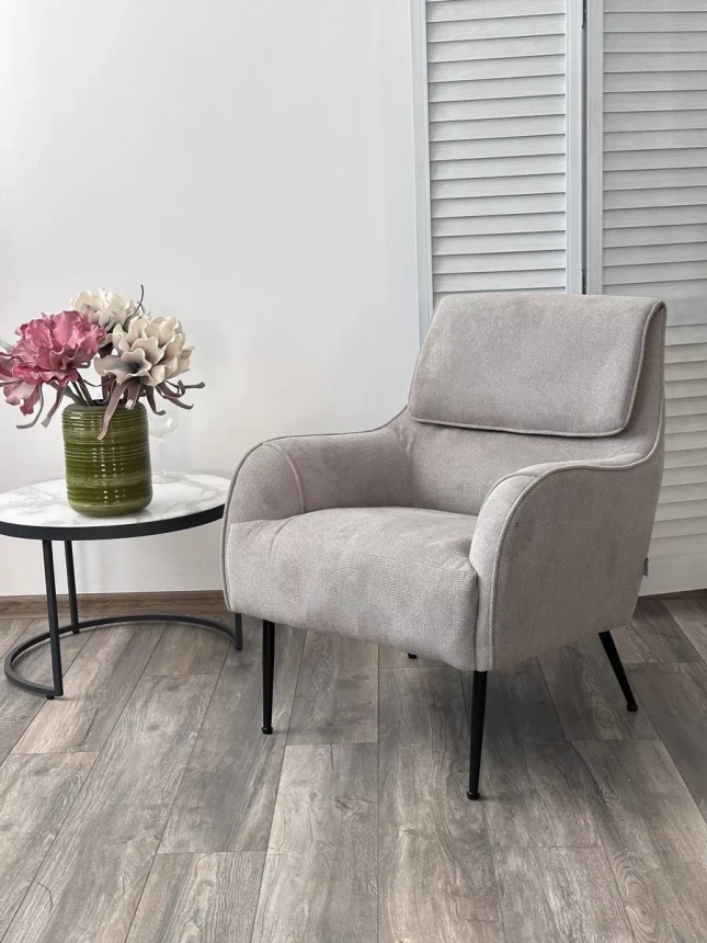 Стул-кресло Magda, Cato-16 серый, ткань, черный каркас