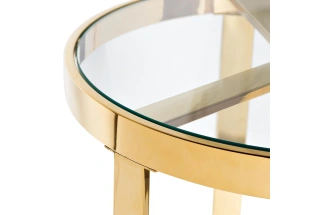 Журнальный стол 47ED-ET031GOLD, 50x50x55, стекло, прозрачный / золото 