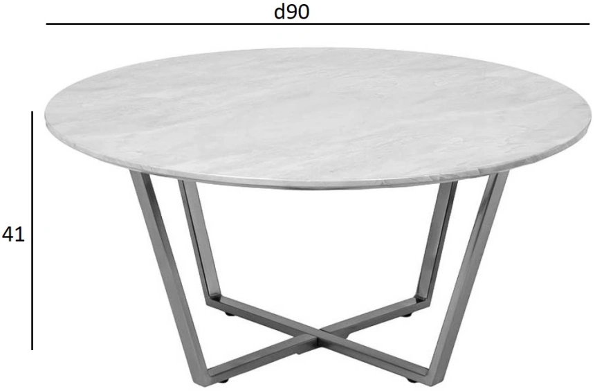 Журнальный стол 30B-85531, 90x90x41, МДФ с полимерным покрытием под мрамор, черный / хром