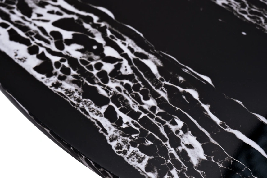 Журнальный стол 30B-85531, 90x90x41, МДФ с полимерным покрытием под мрамор, черный / хром